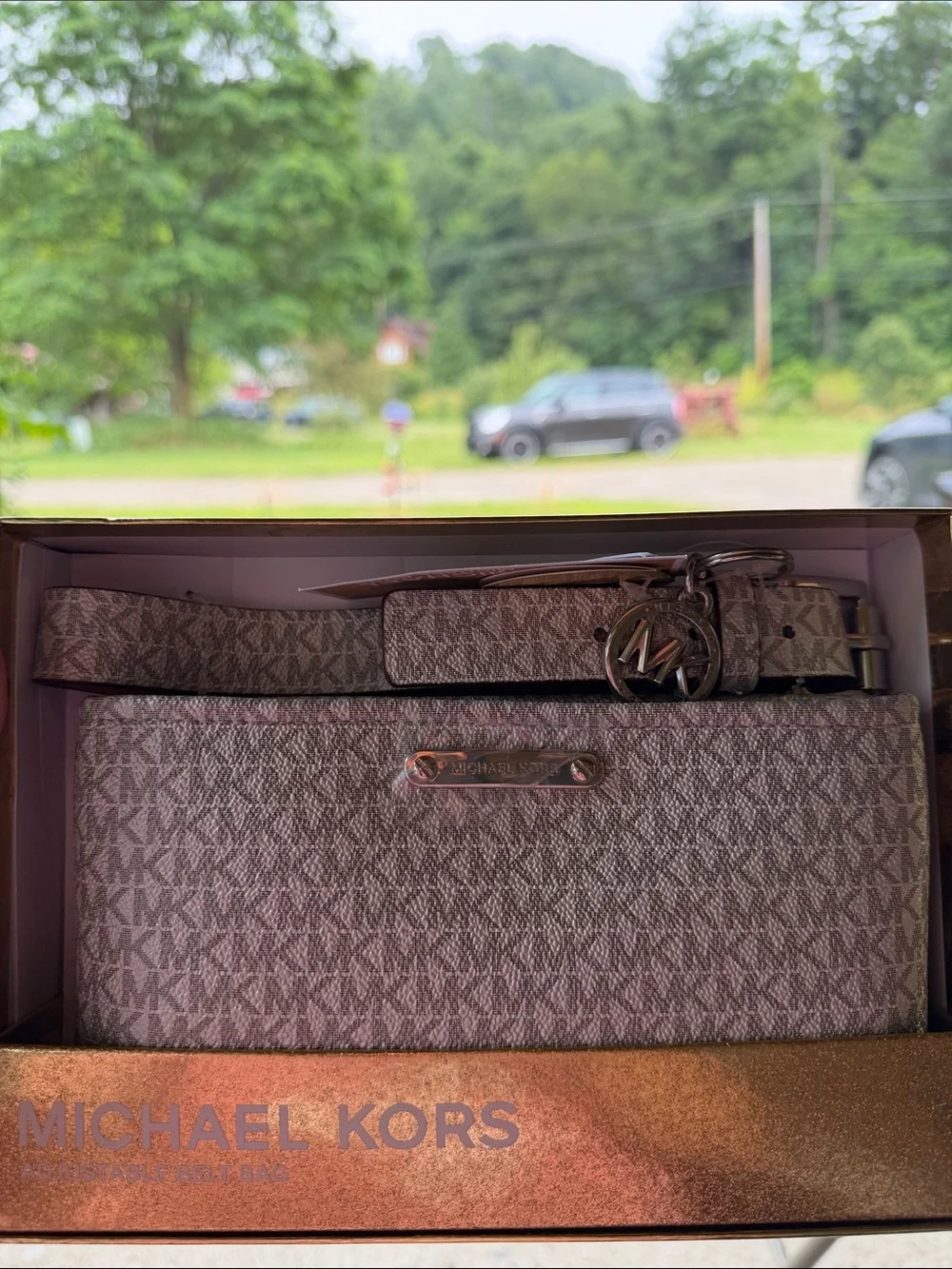 Michael Kors Metallic Silver Logo Belt Bag